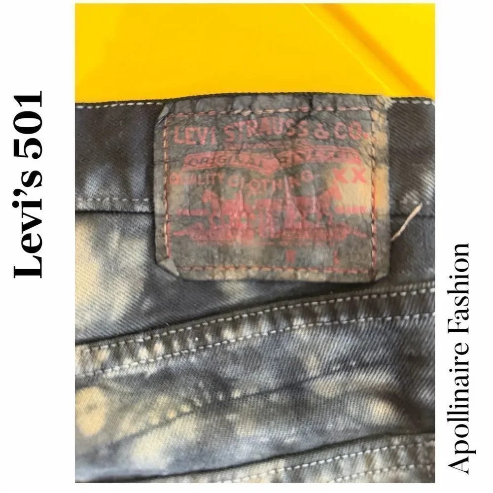 Levi's 501 Button-fly Tie Dye Denim Size 34 Black tan